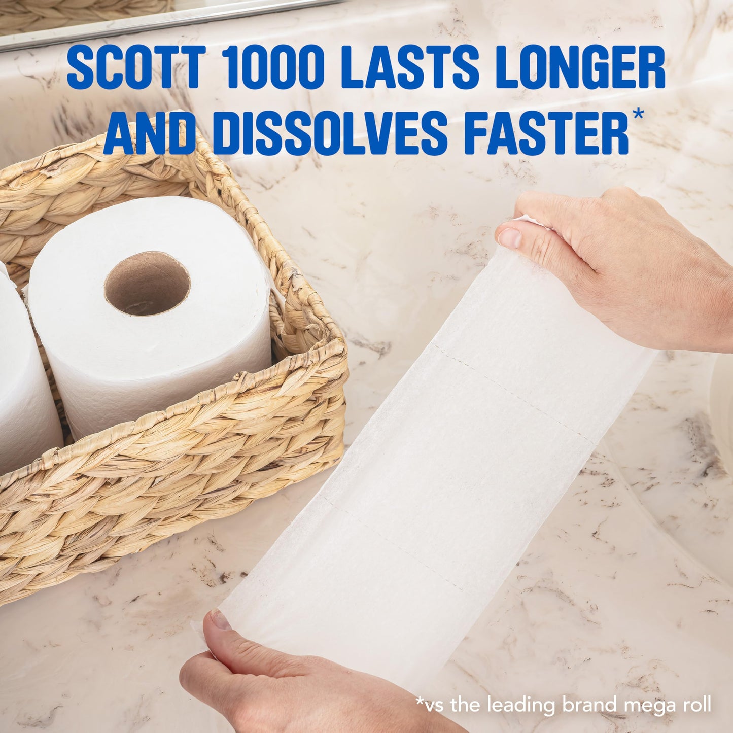 Scott 1000 Trusted Clean Toilet Paper, 32 Rolls, Septic-Safe, 1-Ply Toilet Tissue